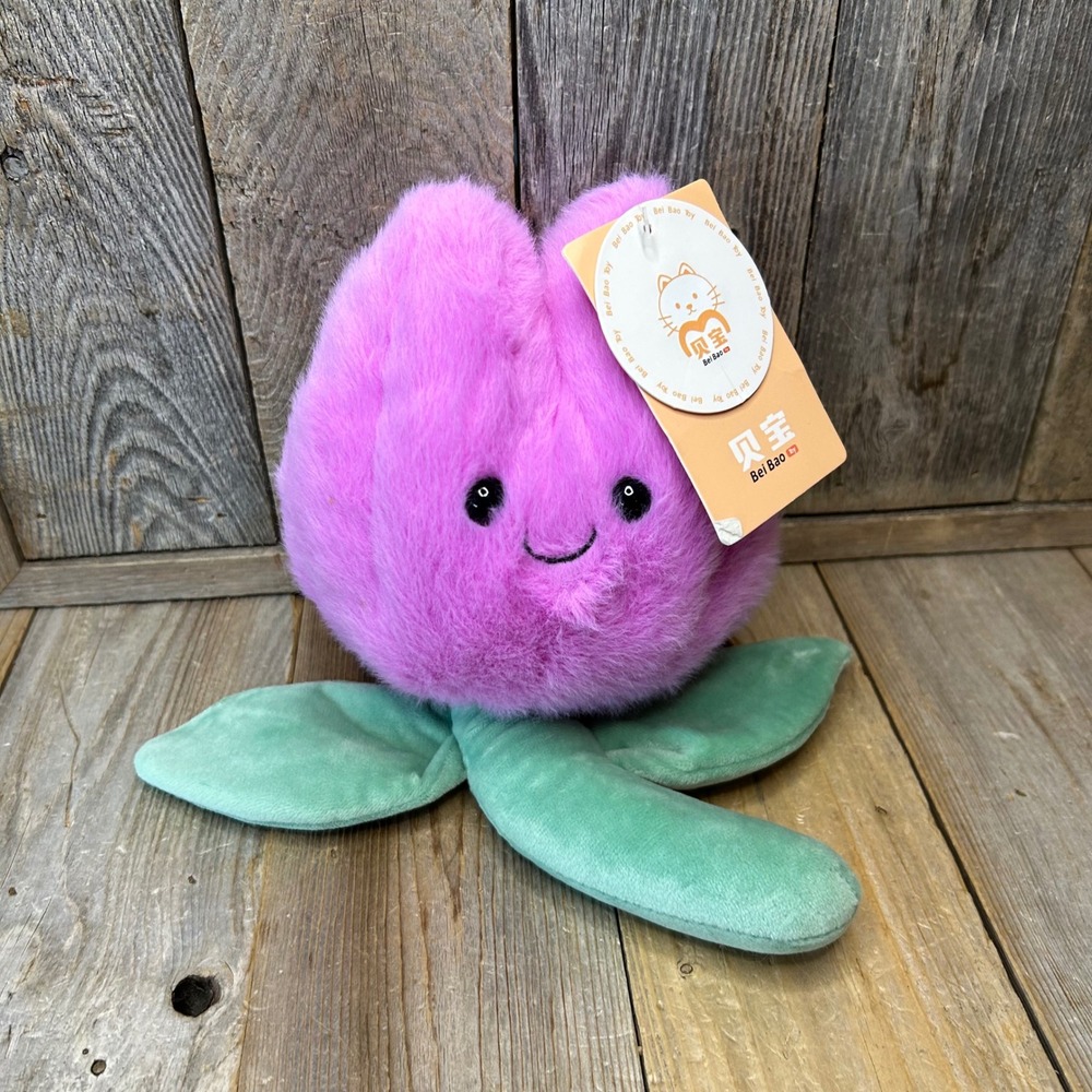 Bei Bao Toy Purple Tulip Plush Flower Stuffed Animal Kawaii Decor New with Tags
